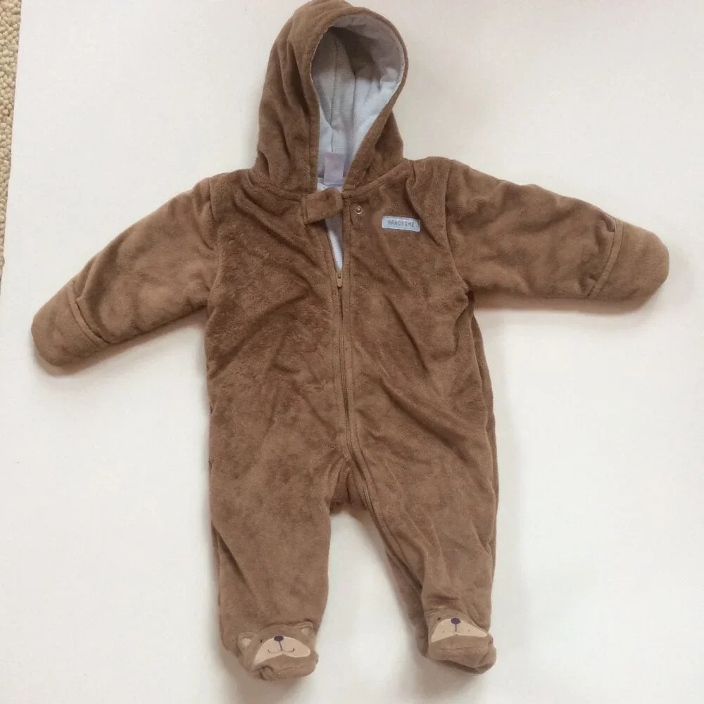 Child of Mine Hooded Brown Bear 1 Piece 3-6 Months & Vive Bien Wool Fox Hat OS